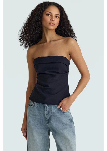 Basic Straplez Bluz %88 Polyester %12 Elastan Renk Yazlık Günlük Kullanım Için