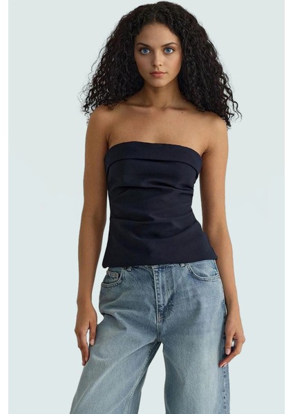 Basic Straplez Bluz %88 Polyester %12 Elastan Renk Yazlık Günlük Kullanım Için fiyatları