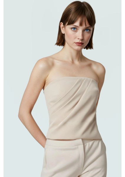 Yazlık Straplez Bluz Finike Dokuma Kolsuz Fitted Kalıp Premium Kalite Özenle Seçilmiş