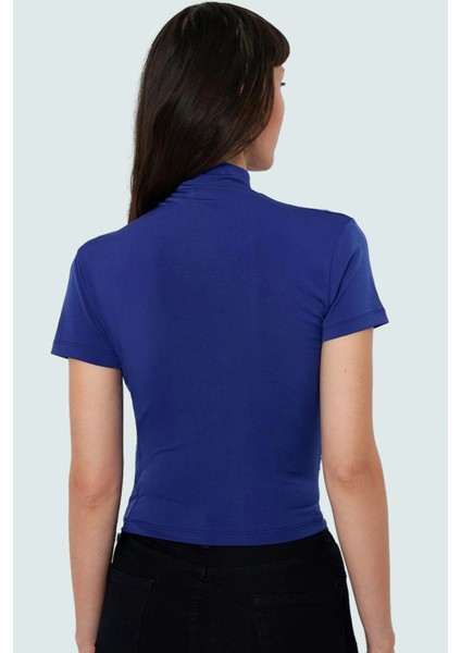 Yazlık Kısa Kollu Bluz Esnek Örme Dik Yaka Fitted Kalıp Mükemmel Uyum Trend Tasarım modelleri