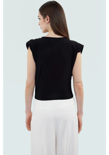 Şık Bluz Polyester Örme Kumaş V Yaka Crop Regular Kalıp Günlük Kullanım Için Mükemmel Uyum modelleri