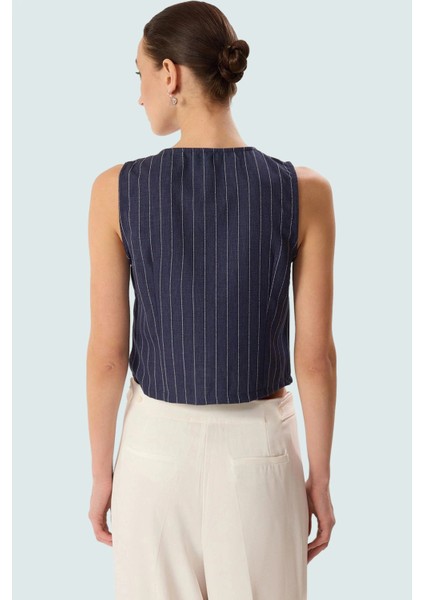 Rahat Çizgili Crop Bluz Yazlık Finike Dokuma Polyester Mükemmel Uyum Dayanıklı Malzeme modelleri