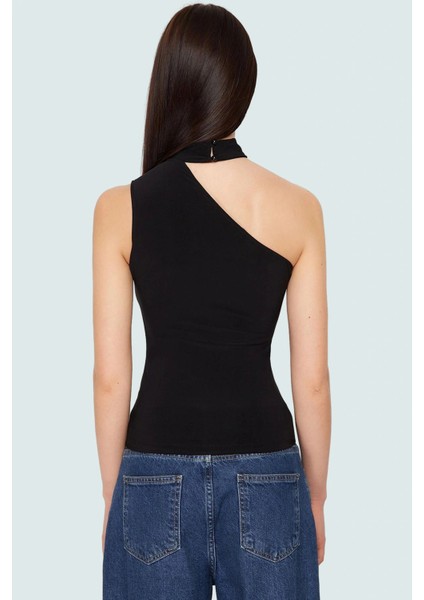 Şık Tek Omuzlu Bluz Örme Kumaş Choker Yaka Regular Boy Rahat Kullanım Özenle Seçilmiş modelleri