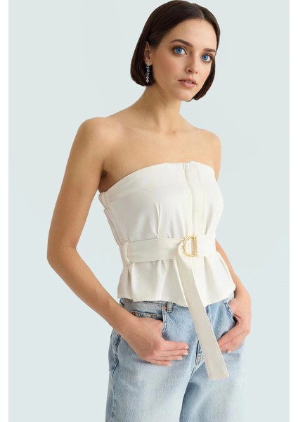 Yazlık Kolsuz Bluz Renk Gabardin Kumaş Straplez Fitted Basic Günlük Kullanım Için