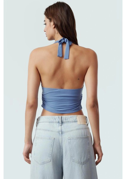 Yazlık Crop Bluz Boyundan Bağlamalı Vücuda Oturan Esnek Örme Premium Kalite Kaliteli Işçilik fiyatları