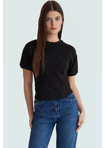 Kısa Kollu Bluz Örme Kumaş Bisiklet Yaka Fitted Yazlık Kombinler Için Uzun Ömürlü fiyatları