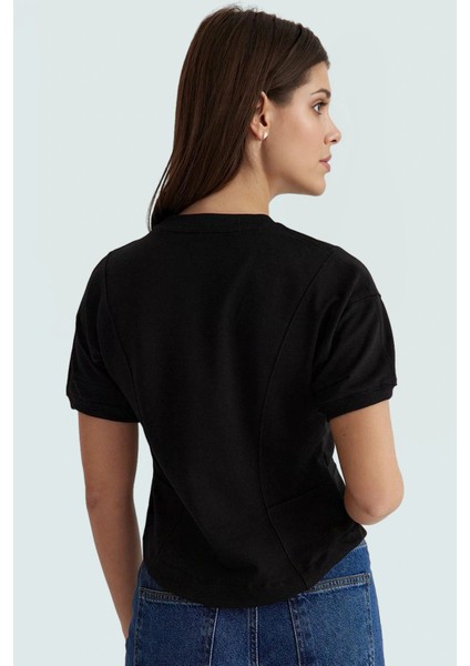 Kısa Kollu Bluz Örme Kumaş Bisiklet Yaka Fitted Yazlık Kombinler Için Uzun Ömürlü modelleri