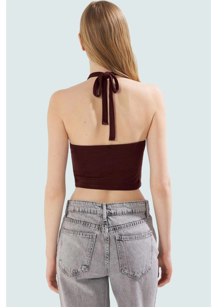 Yazlık Kadın Viskoz Bluz Halter Yaka Crop Fitted Kalıp Dayanıklı Malzeme Yüksek Kalite modelleri