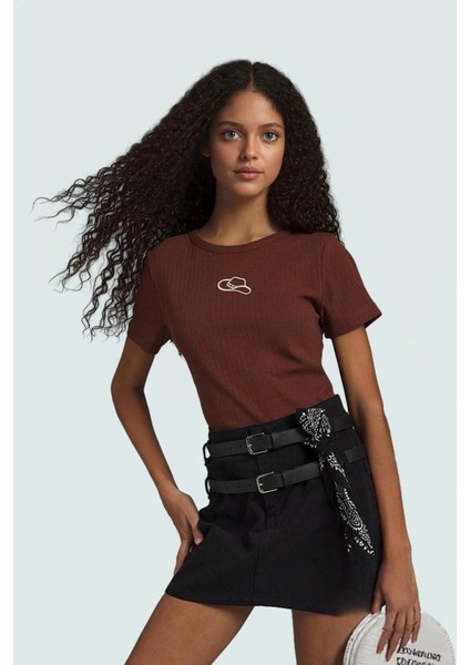 Kadın Bisiklet Yaka Kısa Kollu Örme Bluz 96%polyester 4%elastan Uzun Ömürlü Yüksek Kalite