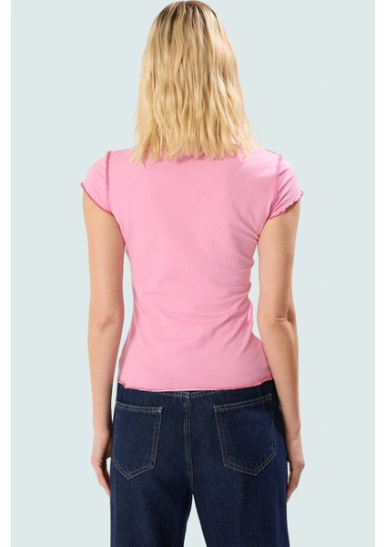 Pamuklu Likralı Bluz Fitted Kalıp Bisiklet Yaka Kısa Kol Kaliteli Işçilik Dayanıklı Malzeme modelleri