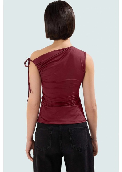 Yazlık Kolsuz Bluz Fitted %100 Polyester Asimetrik Yaka Günlük Stil Modern modelleri