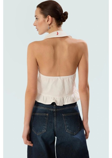 Pamuklu Terrycotton Crop Bluz Fitted Kalıp Biber Nakış Detaylı Kaliteli Işçilik modelleri