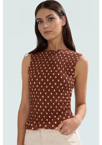 Bürümcük Örme Bluz Bisiklet Yaka Çok Polyester Yazlık Giyim Profesyonel Görünüm