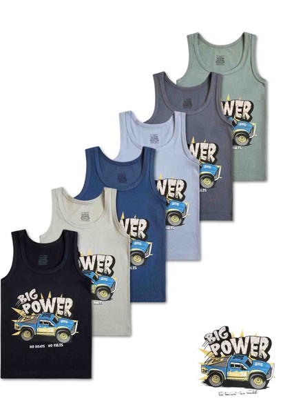 %95 Pamuklu Erkek Çocuk Likralı Penye Atlet Fanila Iç Çamaşır 6lı Set