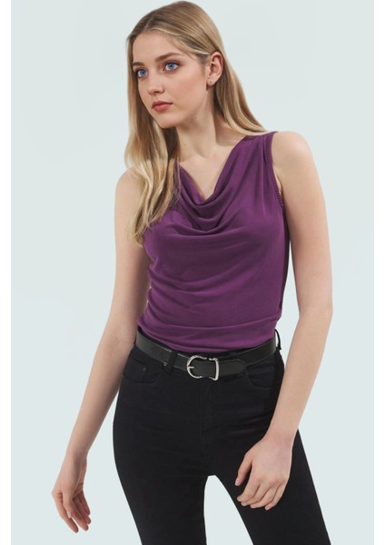 Rahat Modal Bluz Kolsuz Fitted Degaje Yaka Günlük Kullanım Yüksek Kalite