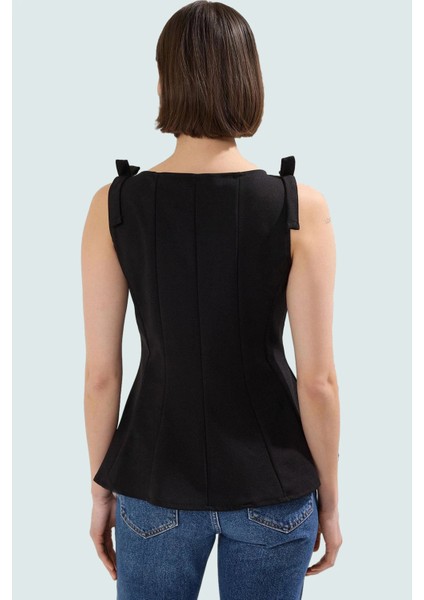 Kolsuz Örme Bluz Peplum Kesim Bisiklet Yaka Yazlık ve Şık Mükemmel Uyum Modern Stil modelleri