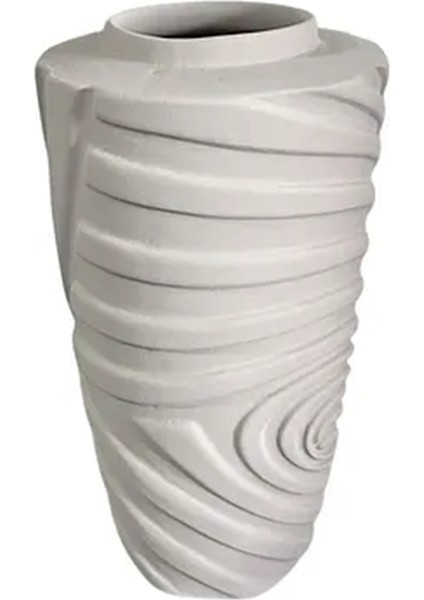 Tierra Mat Krem Seramik Dekoratif Anatolia Vazo – Bohem & Minimal Stil, Modern Ev Aksesuarı, 18X32 cm