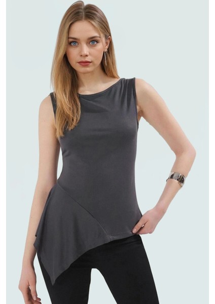 Asimetrik Kolsuz Bluz Modal Kumaş Fitted Kalıp Kayık Yaka Günlük Şıklık Dayanıklı Malzeme fiyatları