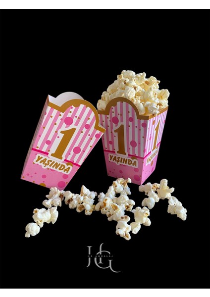 1 Yaş Temalı Popcorn Mısır Kutusu, Patlamış Mısır Kutusu , Küçük Boy, 8 Adet modelleri
