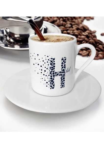 Kişiye Özel Renkli H Harfli Türk Kahvesi Fincanı (Model 5)