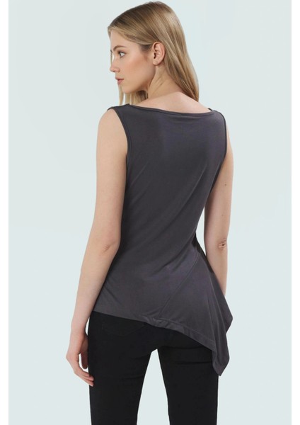 Asimetrik Kolsuz Bluz Modal Kumaş Fitted Kalıp Kayık Yaka Günlük Şıklık Dayanıklı Malzeme modelleri