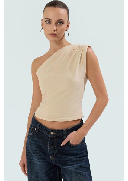 Pamuklu Asimetrik Tek Omuz Bluz Rahat Esnek Yazlık Profesyonel Görünüm Özenle Seçilmiş fiyatları