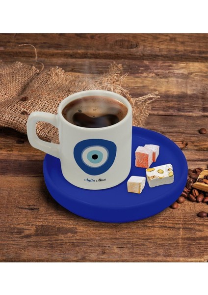 Kişiye Özel Mavi Türk Kahvesi Fincanı ve Nazar Kolye Hediye Seti fiyatları