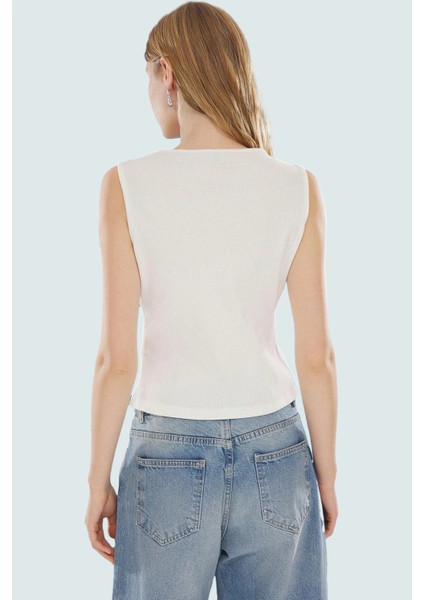 97 Pamuk 3 Elastan Kaşkorse Bluz Fitted Crop Bisiklet Yaka Günlük Özenle Seçilmiş modelleri