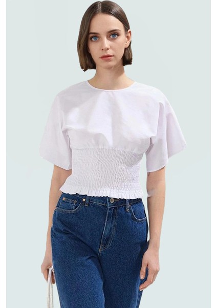 Kısa Kollu Bluz Terrycotton Kumaş Regular Kalıp Bisiklet Yaka Konforlu Kesim fiyatları