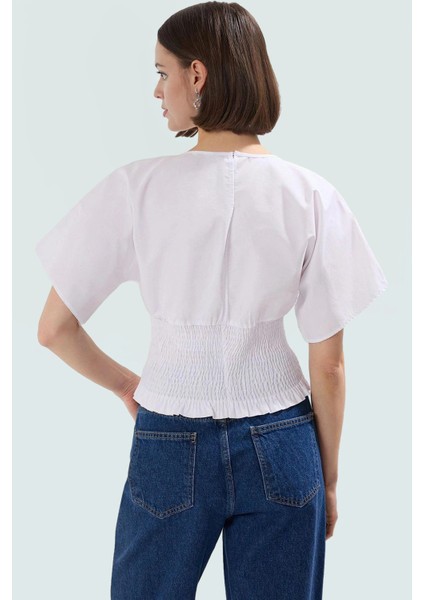 Kısa Kollu Bluz Terrycotton Kumaş Regular Kalıp Bisiklet Yaka Konforlu Kesim modelleri