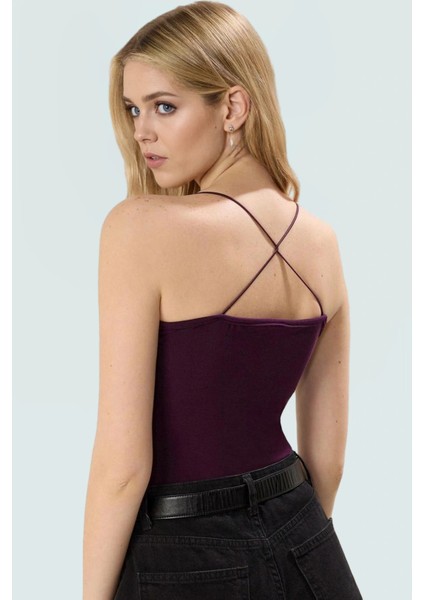 Yazlık Kolsuz Bluz Renk Havuz Yaka Örme Kumaş Basic Vücuda Oturan Şık Mükemmel Uyum