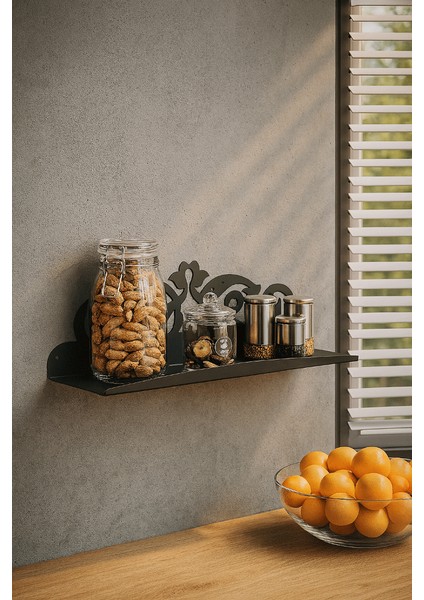 Ferforje Duvar Rafı, Dar Alanlar Için Dekoratif Depolama Ünitesi, Siyah Metal Raf fiyatları