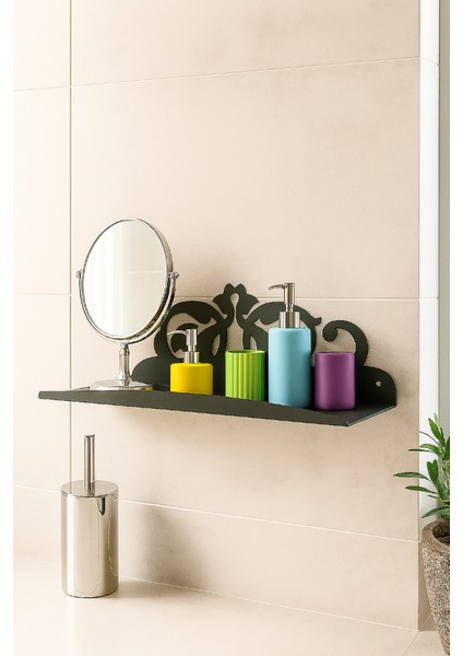 Ferforje Duvar Rafı, Dar Alanlar Için Dekoratif Depolama Ünitesi, Siyah Metal Raf fırsatları