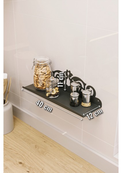 Ferforje Duvar Rafı, Dar Alanlar Için Dekoratif Depolama Ünitesi, Siyah Metal Raf indirimleri