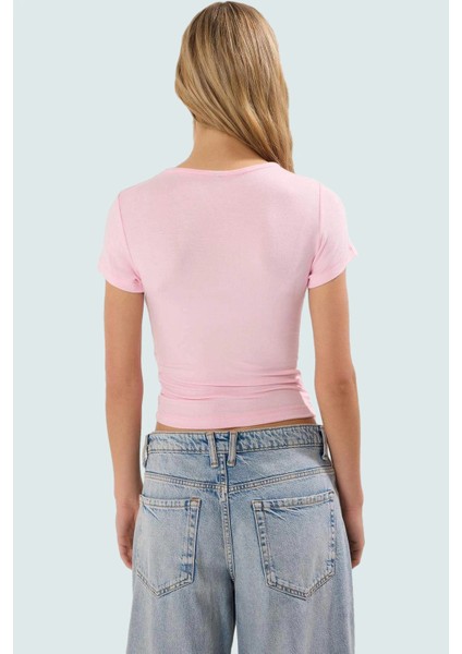 Fitted Crop Bluz Viskoz Ribana Kumaş Bisiklet Yaka Yazlık Özenle Seçilmiş Seçkin Malzeme modelleri