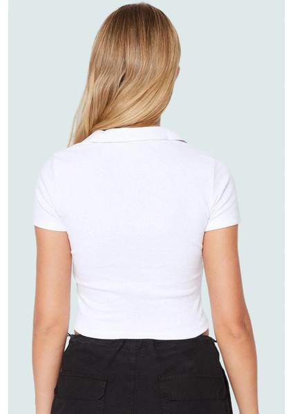 Fitted Crop Bluz Polo Yaka Kısa Kollu Pamuklu Yazlık Kaliteli Işçilik Şık Görünüm modelleri