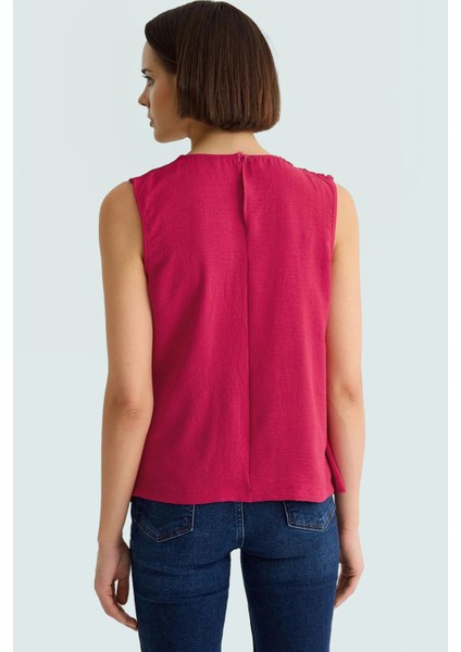 Yazlık 100% Polyester Regular Kalıp Bisiklet Yaka Bluz Zarifane Tasarım Kaliteli Işçilik modelleri