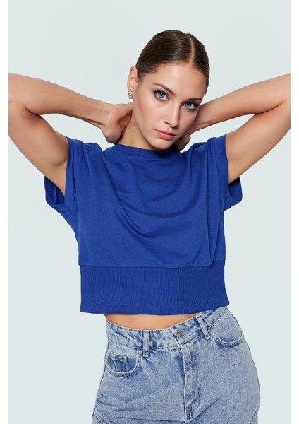 Kadın Polyester Örme Bluz Bisiklet Yaka Kolsuz Crop Yüksek Kalite Rahat ve Şık