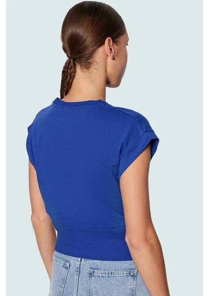 Kadın Polyester Örme Bluz Bisiklet Yaka Kolsuz Crop Yüksek Kalite Rahat ve Şık modelleri