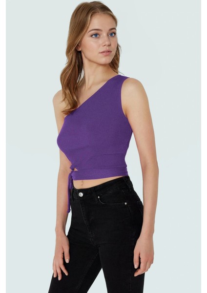 Pamuklu Örme Tek Omuz Bluz Fitted Kalıp Bağlama Detayı Yazlık Yüksek Kalite Dayanıklı Malzeme fiyatları