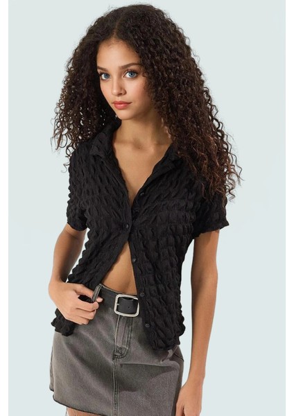 Rahat ve Şık Gofre Örme Bluz Günlük Kombinleriniz Için Modern Stil Trend Tasarım