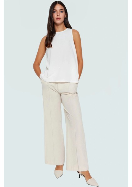 Regular Kalıp Kolsuz Bluz Nefes Alan Polyester Krep Örme Kumaş Uzun Ömürlü Özel Tasarım