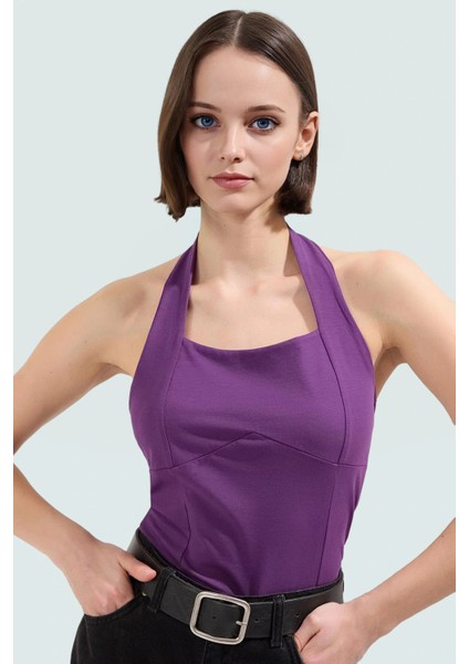 Kolsuz Örme Bluz Boyundan Bağlamalı Fitted Kalıp Trend Tasarım Rahat ve Şık fiyatları