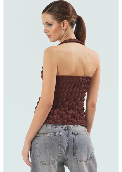 Asimetrik Boyundan Bağlamalı Bluz Örme Kumaş Fitted Kalıp Yazlık Konforlu Kesim modelleri