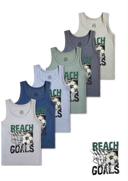 %95 Pamuklu Erkek Çocuk Likralı Penye Atlet Fanila Iç Çamaşır 6lı Set