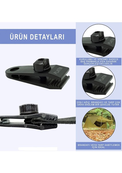 10 Adet Çok Amaçlı Branda Sabitleme Klipsi, Gölgelik ve Tarp Için Dayanıklı ve Kullanışlı indirimleri