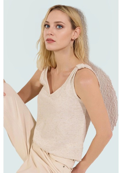 V Yaka Bluz Keten Kumaş Polyester Karışımı Yazlık Seçkin Malzeme Premium Kalite