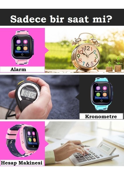 Çocuklar Için Kameralı Akıllı Saat, Sim Kartlı, Siyah, Güvenli ve Eğlenceli Kullanım