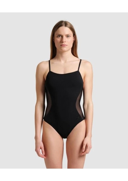 Women's Arena Mesh Panels Swımsuıt Closed Back Mayo