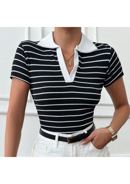 Polo Yaka Garnili Bluz